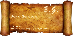Bekk Gergely névjegykártya
